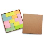 JSS2010 PUZZLE STICKY NOTES -Puzzle composed of 8 pioeces of 100 neon paper sticky notes presented in a recycled cardboard box. Dimensions: 10.8cm(L) x 10.8cm(H) x 1.5cm(W)